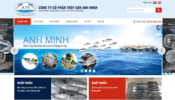 Mẫu web doanh nghiệp Xuất nhập khẩu thùy sản