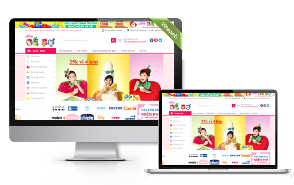 Mẫu Website Shop đồ cho Mẹ và Bé đẹp Shopbebu.vn